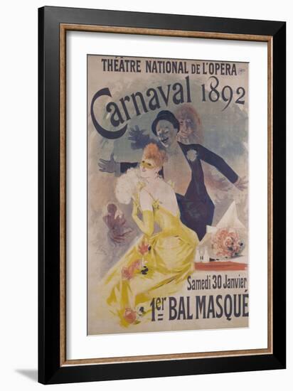 Theatre National de l'Opera, Carnaval 1892, Samedi 30 Janvier, 1er Bal Masque-Jules Chéret-Framed Giclee Print