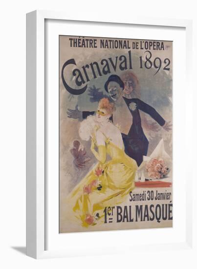 Theatre National de l'Opera, Carnaval 1892, Samedi 30 Janvier, 1er Bal Masque-Jules Chéret-Framed Giclee Print