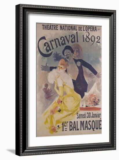 Theatre National de l'Opera, Carnaval 1892, Samedi 30 Janvier, 1er Bal Masque-Jules Chéret-Framed Giclee Print