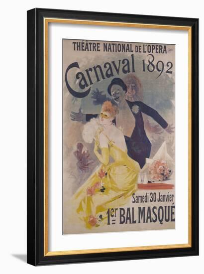 Theatre National de l'Opera, Carnaval 1892, Samedi 30 Janvier, 1er Bal Masque-Jules Chéret-Framed Giclee Print