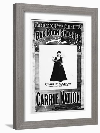 Theatre Poster Depicting Carry Nation (1846-1911) Holding Her Destructive Axe (Litho)-American-Framed Giclee Print