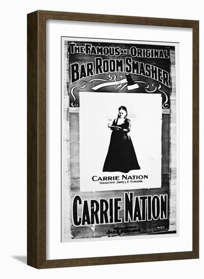 Theatre Poster Depicting Carry Nation (1846-1911) Holding Her Destructive Axe (Litho)-American-Framed Giclee Print