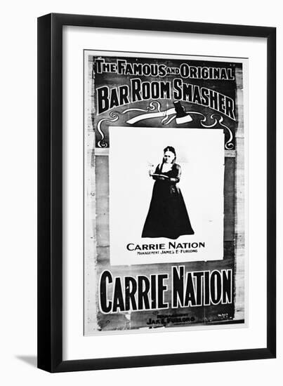 Theatre Poster Depicting Carry Nation (1846-1911) Holding Her Destructive Axe (Litho)-American-Framed Giclee Print