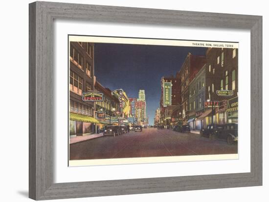 Theatre Row at Night, Dallas-null-Framed Art Print