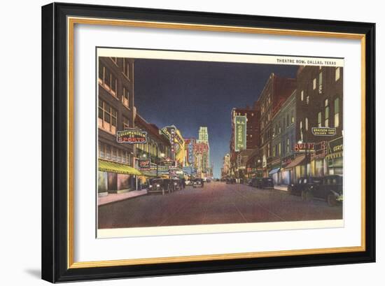 Theatre Row at Night, Dallas-null-Framed Art Print