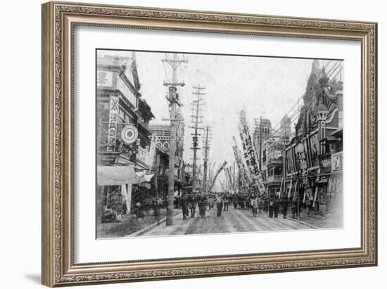 Theatre Street, Yokohama, Japan, 20th Century-null-Framed Giclee Print