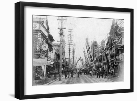 Theatre Street, Yokohama, Japan, 20th Century-null-Framed Giclee Print