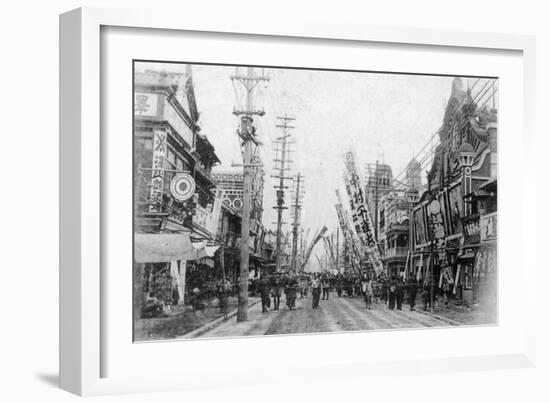 Theatre Street, Yokohama, Japan, 20th Century-null-Framed Giclee Print