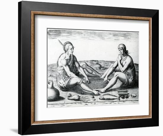 Their Sitting at Meat, 1590-John White-Framed Giclee Print