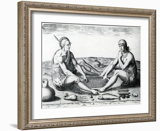 Their Sitting at Meat, 1590-John White-Framed Giclee Print