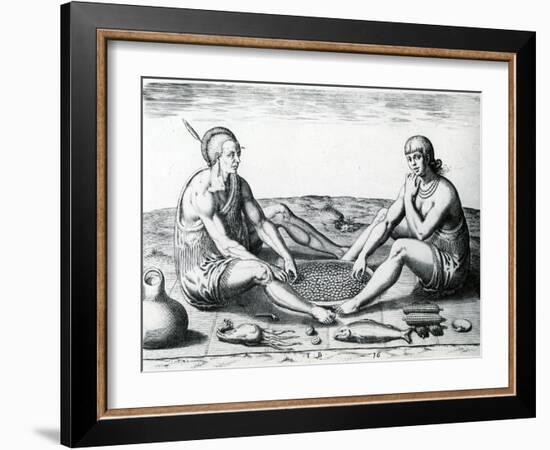 Their Sitting at Meat, 1590-John White-Framed Giclee Print