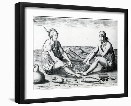 Their Sitting at Meat, 1590-John White-Framed Giclee Print