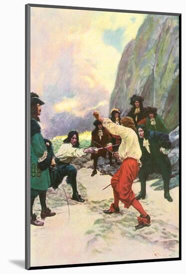 Theirs Was A Spirited Encounter Upon The Beach of Teviot Bay-Howard Pyle-Mounted Premium Giclee Print