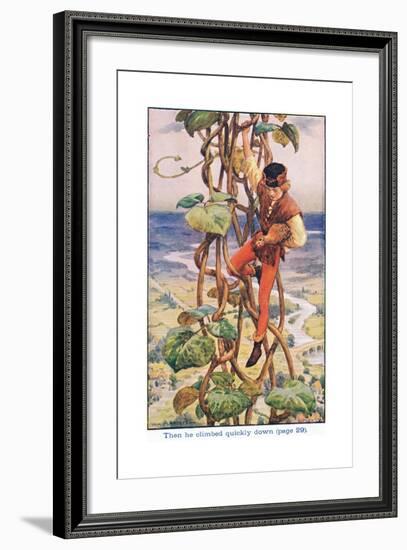 Then He Climbed Quietly Down, Jack and the Beanstalk, 1925-William Henry Margetson-Framed Giclee Print