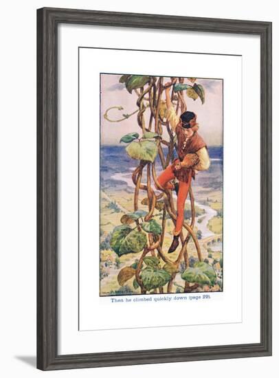 Then He Climbed Quietly Down, Jack and the Beanstalk, 1925-William Henry Margetson-Framed Giclee Print