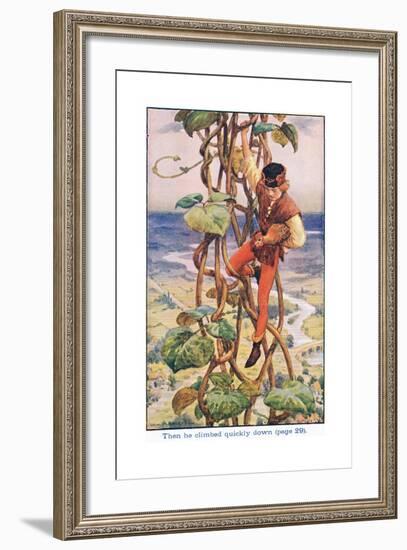 Then He Climbed Quietly Down, Jack and the Beanstalk, 1925-William Henry Margetson-Framed Giclee Print