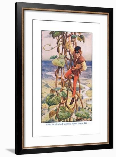 Then He Climbed Quietly Down, Jack and the Beanstalk, 1925-William Henry Margetson-Framed Giclee Print