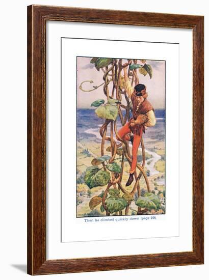 Then He Climbed Quietly Down, Jack and the Beanstalk, 1925-William Henry Margetson-Framed Giclee Print