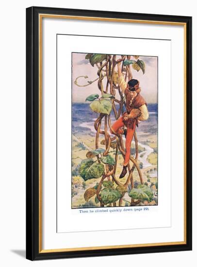 Then He Climbed Quietly Down, Jack and the Beanstalk, 1925-William Henry Margetson-Framed Giclee Print