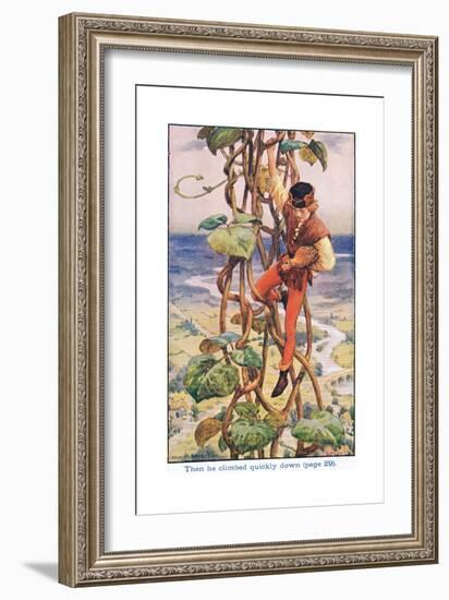 Then He Climbed Quietly Down, Jack and the Beanstalk, 1925-William Henry Margetson-Framed Giclee Print