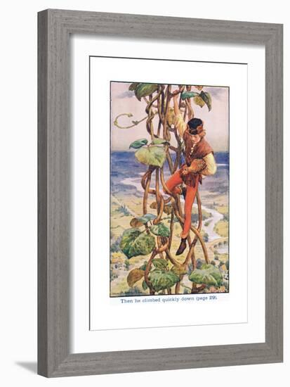 Then He Climbed Quietly Down, Jack and the Beanstalk, 1925-William Henry Margetson-Framed Giclee Print