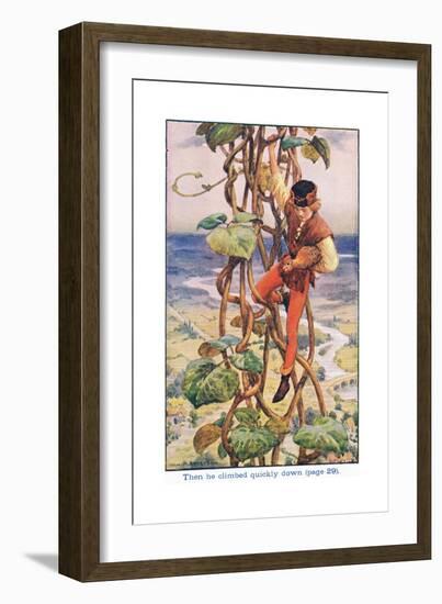 Then He Climbed Quietly Down, Jack and the Beanstalk, 1925-William Henry Margetson-Framed Giclee Print