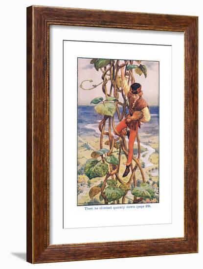 Then He Climbed Quietly Down, Jack and the Beanstalk, 1925-William Henry Margetson-Framed Giclee Print