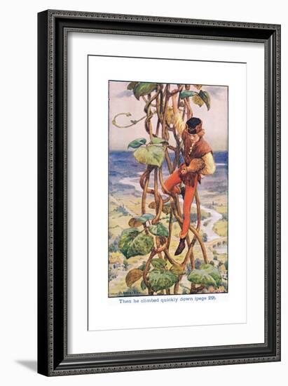 Then He Climbed Quietly Down, Jack and the Beanstalk, 1925-William Henry Margetson-Framed Giclee Print