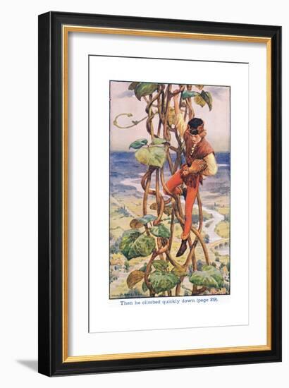 Then He Climbed Quietly Down, Jack and the Beanstalk, 1925-William Henry Margetson-Framed Giclee Print