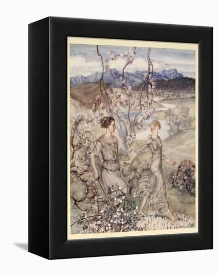 Then They Went Hand in Hand in the Country That Smells of Apple-Blossom and Honey-Arthur Rackham-Framed Premier Image Canvas
