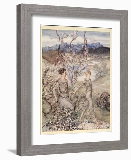 Then They Went Hand in Hand in the Country That Smells of Apple-Blossom and Honey-Arthur Rackham-Framed Giclee Print