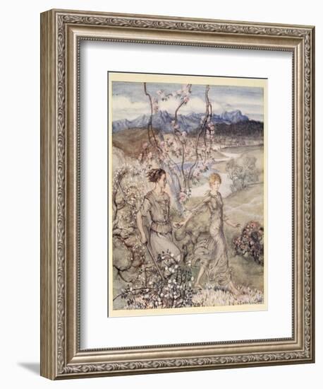 Then They Went Hand in Hand in the Country That Smells of Apple-Blossom and Honey-Arthur Rackham-Framed Giclee Print