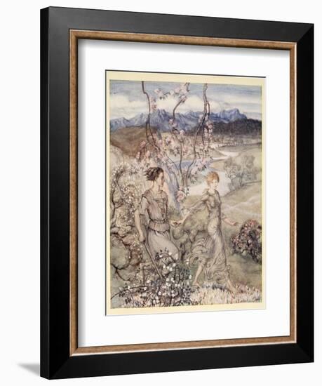 Then They Went Hand in Hand in the Country That Smells of Apple-Blossom and Honey-Arthur Rackham-Framed Giclee Print