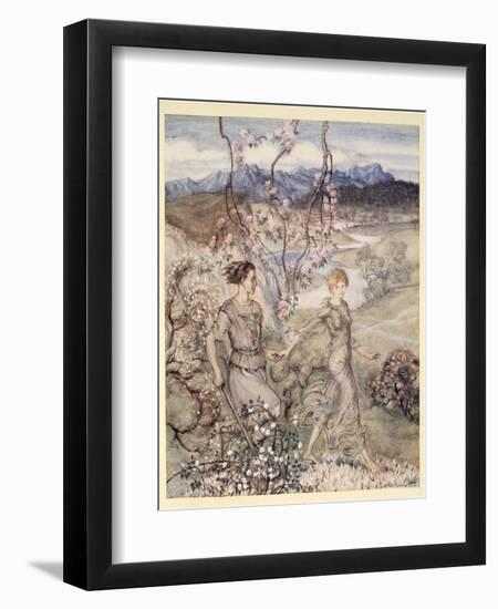 Then They Went Hand in Hand in the Country That Smells of Apple-Blossom and Honey-Arthur Rackham-Framed Giclee Print