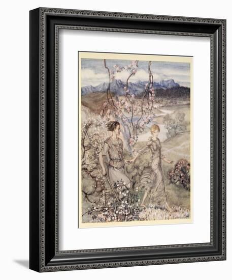 Then They Went Hand in Hand in the Country That Smells of Apple-Blossom and Honey-Arthur Rackham-Framed Giclee Print