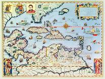 Map of the Caribbean Islands and the American State of Florida-Theodor de Bry-Giclee Print