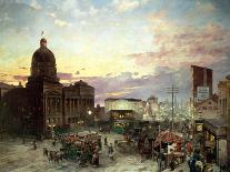 Washington Street, Indianapolis At Dusk-Theodor Groll-Mounted Giclee Print