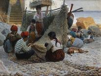 Fisherman Mending Nets, Capri-Theodor Leopold Weller-Framed Giclee Print