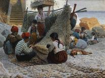 Fisherman Mending Nets, Capri-Theodor Leopold Weller-Framed Giclee Print