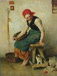 Young Girl with a Cat, 1884-Theodor Schmidt-Framed Premier Image Canvas