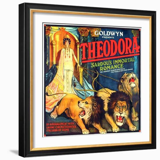 THEODORA (aka TEODORA; aka THEODORA, THE SLAVE PRINCESS), Rita Jolivet on 6-sheet poster art, 1919.-null-Framed Art Print