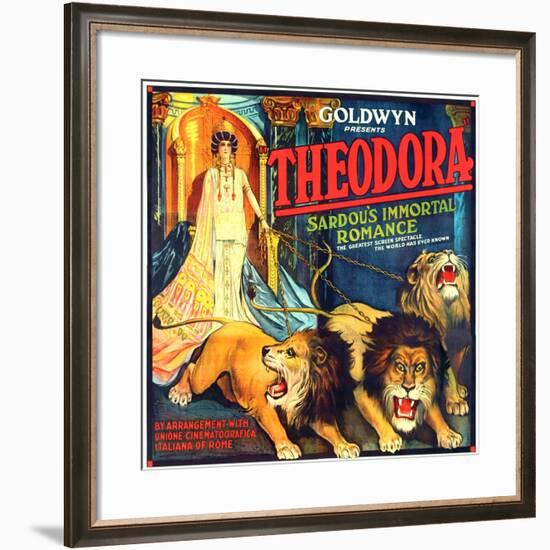THEODORA (aka TEODORA; aka THEODORA, THE SLAVE PRINCESS), Rita Jolivet on 6-sheet poster art, 1919.-null-Framed Art Print