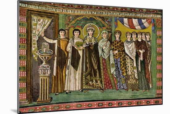 Theodora, Empress of the Eastern Roman Empire, and Her Court-null-Mounted Giclee Print