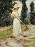 Girl Sewing by River, C.1891 (Oil on Canvas)-Theodore Robinson-Giclee Print