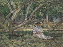 Claude Monet (1840-1926) in His Garden, 1880 (Silver Print) (B/W Photo)-Theodore Robinson-Framed Giclee Print