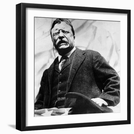 Theodore Roosevelt, Delivering a Campaign Speech, 1900's-null-Framed Photo