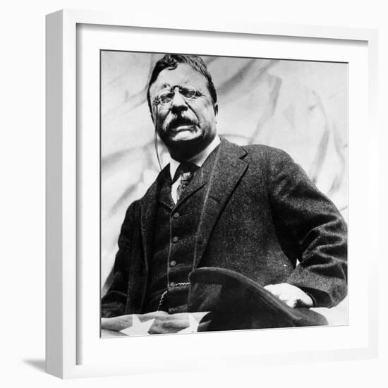 Theodore Roosevelt, Delivering a Campaign Speech, 1900's-null-Framed Photo