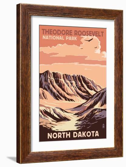 Theodore Roosevelt National Park - North Dakota - Buttes-Lantern Press-Framed Art Print