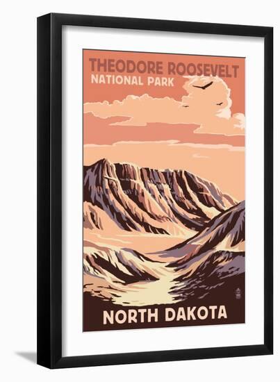 Theodore Roosevelt National Park - North Dakota - Buttes-Lantern Press-Framed Art Print