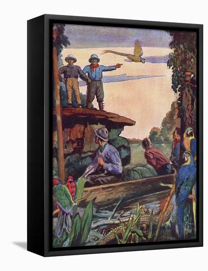 Theodore Roosevelt on the Roosevelt River in Brazil-null-Framed Stretched Canvas